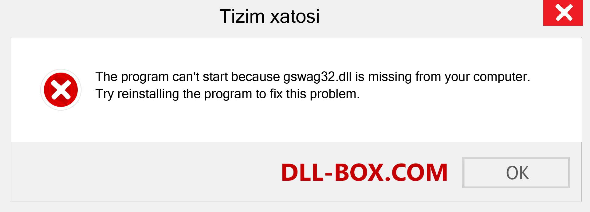 gswag32.dll fayli yo'qolganmi?. Windows 7, 8, 10 uchun yuklab olish - Windowsda gswag32 dll etishmayotgan xatoni tuzating, rasmlar, rasmlar